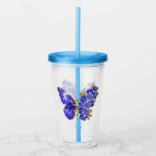 Flower Sapphire Butterfly Acrylic Tumbler