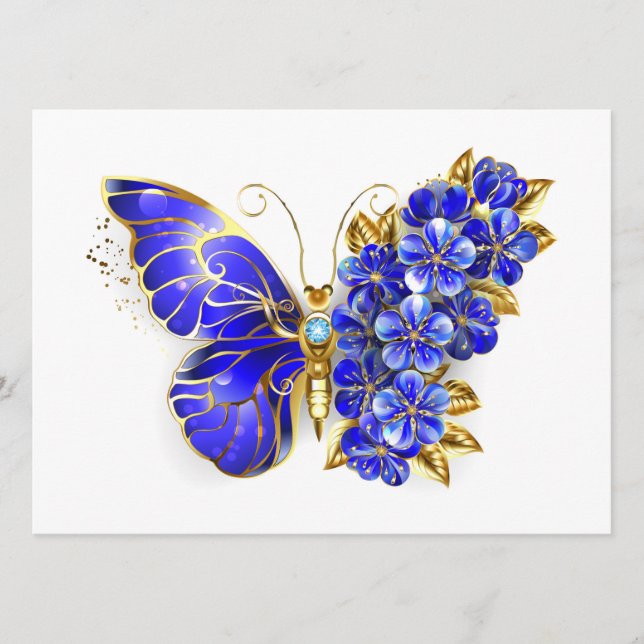 Flower Sapphire Butterfly Advice Card (Front)