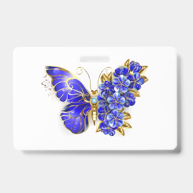 Flower Sapphire Butterfly Badge (Front)