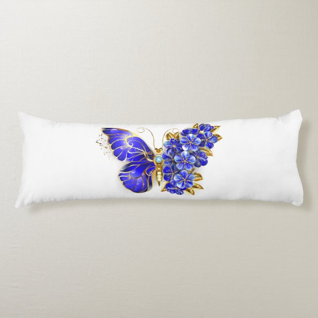 Flower Sapphire Butterfly Body Pillow (Front)