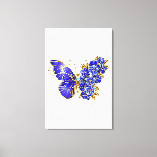 Flower Sapphire Butterfly Canvas Print (Front)