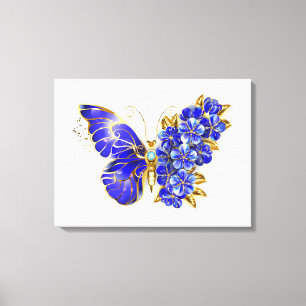 Flower Sapphire Butterfly Canvas Print