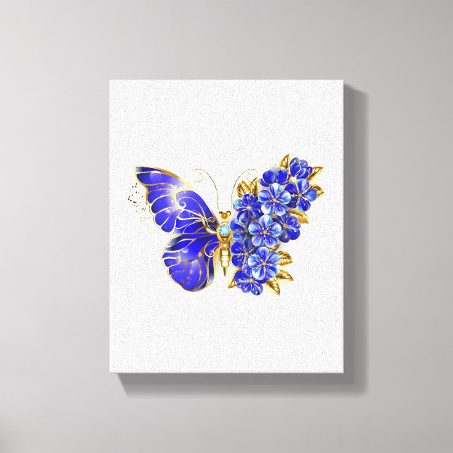 Flower Sapphire Butterfly Canvas Print (Front)