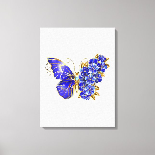 Flower Sapphire Butterfly Canvas Print (Front)