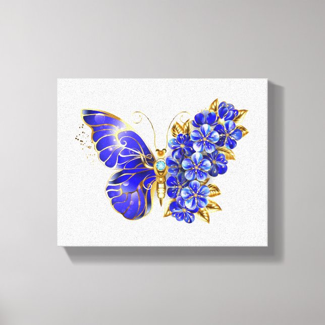 Flower Sapphire Butterfly Canvas Print (Front)