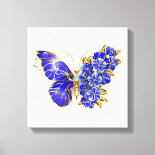 Flower Sapphire Butterfly Canvas Print