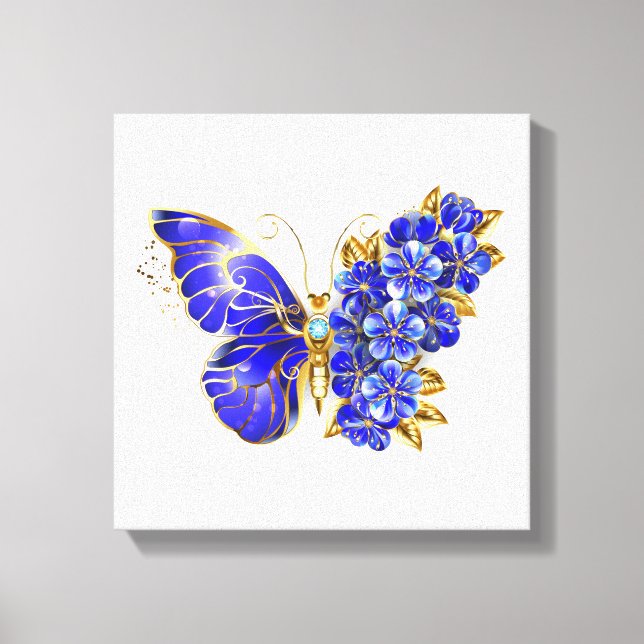 Flower Sapphire Butterfly Canvas Print (Front)