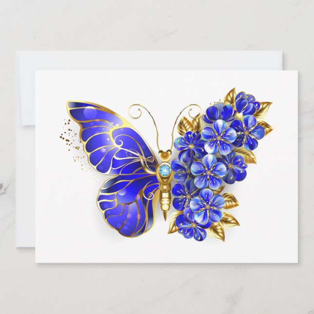 Flower Sapphire Butterfly Card (Front)