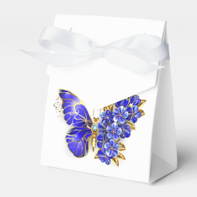 Flower Sapphire Butterfly Favor Box (Front Side)