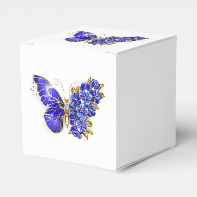 Flower Sapphire Butterfly Favor Box (Front Side)