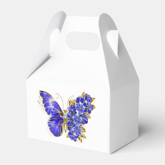Flower Sapphire Butterfly Favor Box (Front Side)