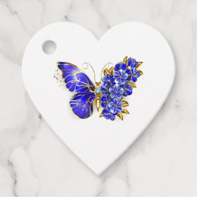 Flower Sapphire Butterfly Favour Tags (Front)