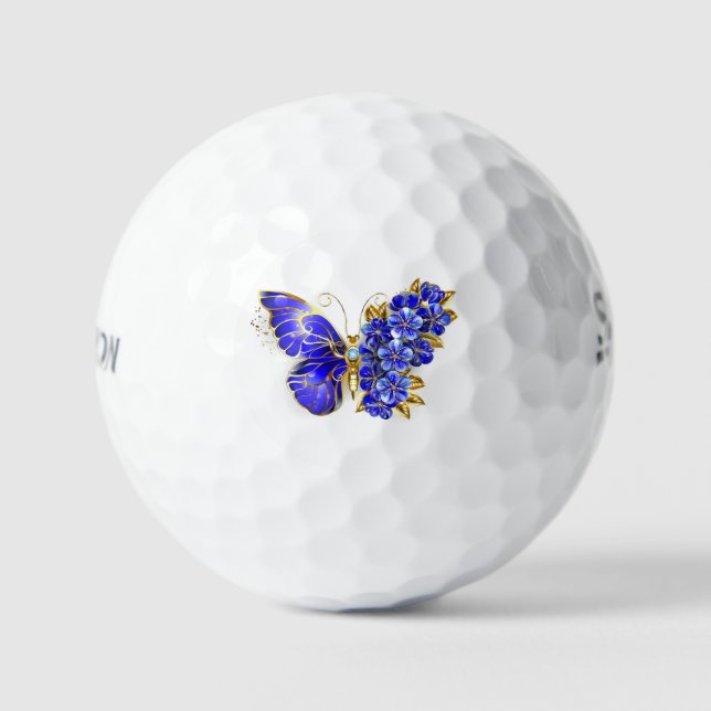 Flower Sapphire Butterfly Golf Balls (Front)