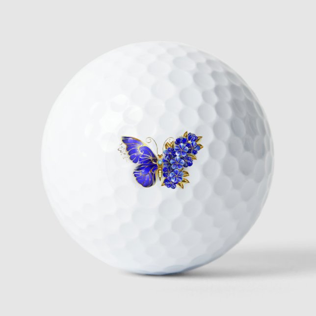 Flower Sapphire Butterfly Golf Balls (Front)