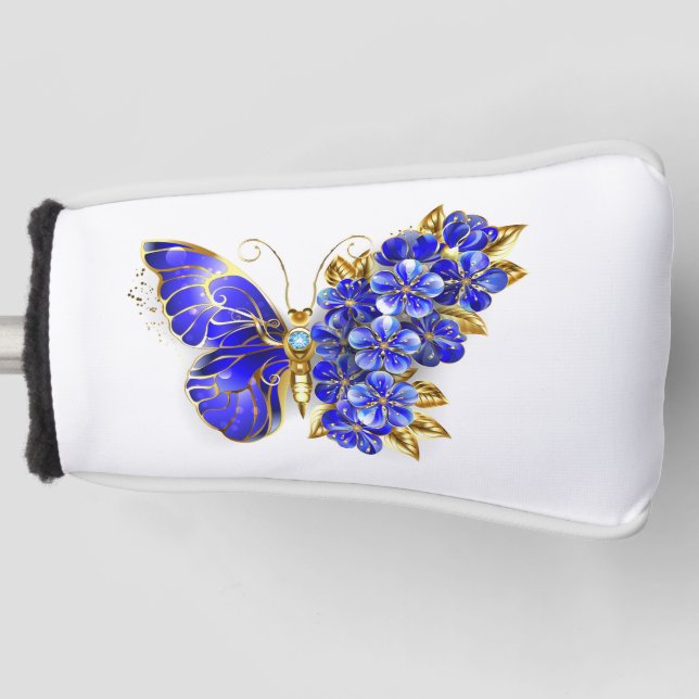 Flower Sapphire Butterfly Golf Head Cover (Front)