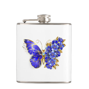 Flower Sapphire Butterfly Hip Flask