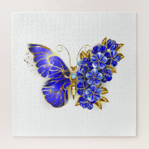 Flower Sapphire Butterfly Jigsaw Puzzle