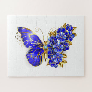 Flower Sapphire Butterfly Jigsaw Puzzle