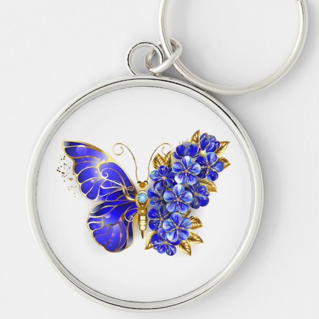 Flower Sapphire Butterfly Keychain (Front)