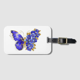 Flower Sapphire Butterfly Luggage Tag