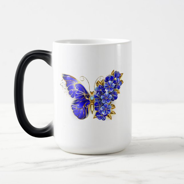 Flower Sapphire Butterfly Magic Mug (Left)