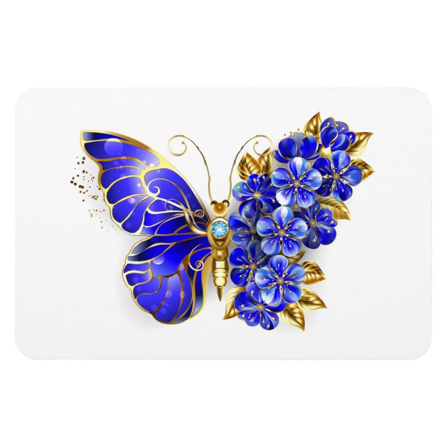 Flower Sapphire Butterfly Magnet (Horizontal)