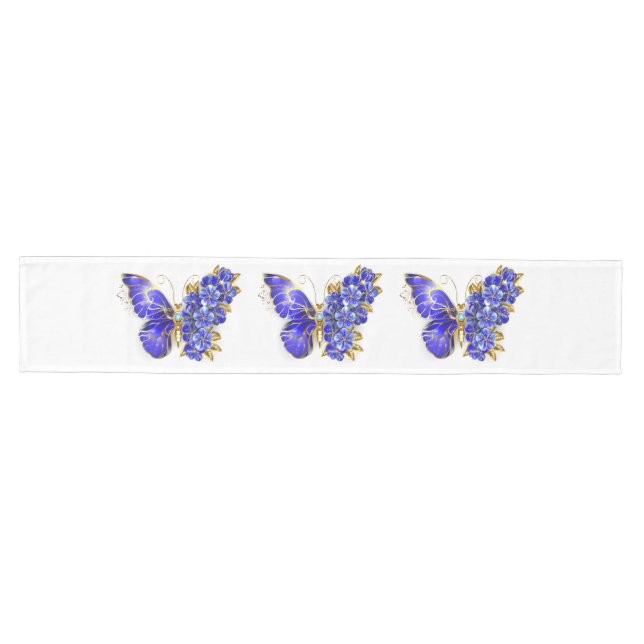 Flower Sapphire Butterfly Medium Table Runner (Horizontal)