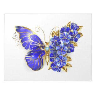 Flower Sapphire Butterfly Notepad