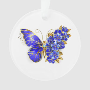 Flower Sapphire Butterfly Ornament