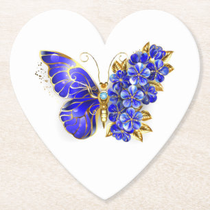 Flower Sapphire Butterfly Paper Coaster