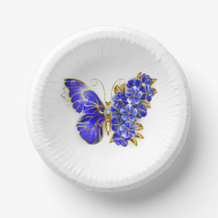 Flower Sapphire Butterfly Paper Plate