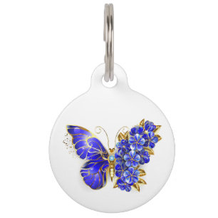 Flower Sapphire Butterfly Pet Tag