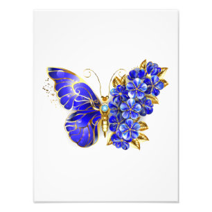 Flower Sapphire Butterfly Photo Print
