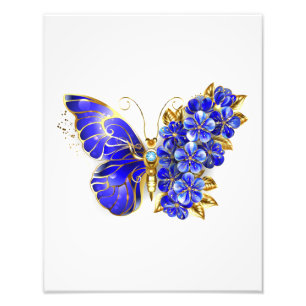 Flower Sapphire Butterfly Photo Print