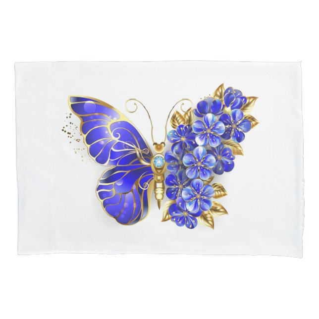 Flower Sapphire Butterfly Pillowcase (Front-Left)
