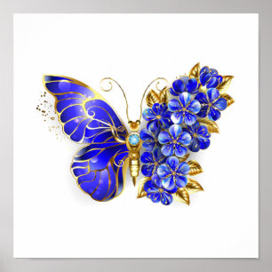 Flower Sapphire Butterfly Poster