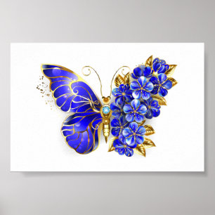 Flower Sapphire Butterfly Poster