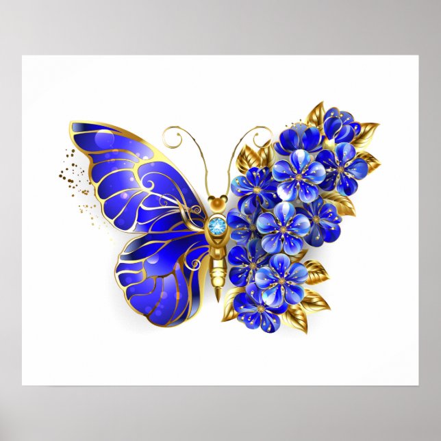 Flower Sapphire Butterfly Poster (Front)