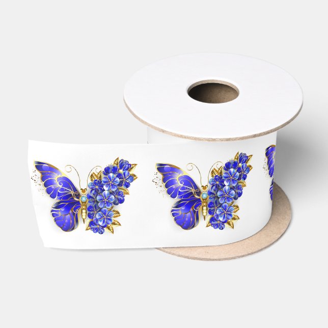 Flower Sapphire Butterfly Satin Ribbon (Spool)
