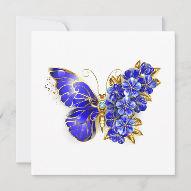 Flower Sapphire Butterfly Save The Date (Front)