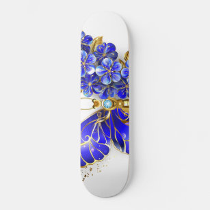 Flower Sapphire Butterfly Skateboard