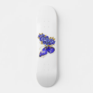Flower Sapphire Butterfly Skateboard