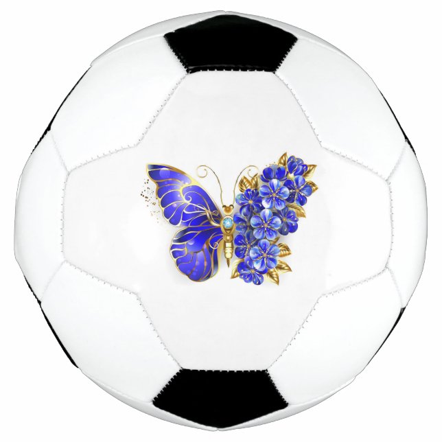 Flower Sapphire Butterfly Soccer Ball (Front)
