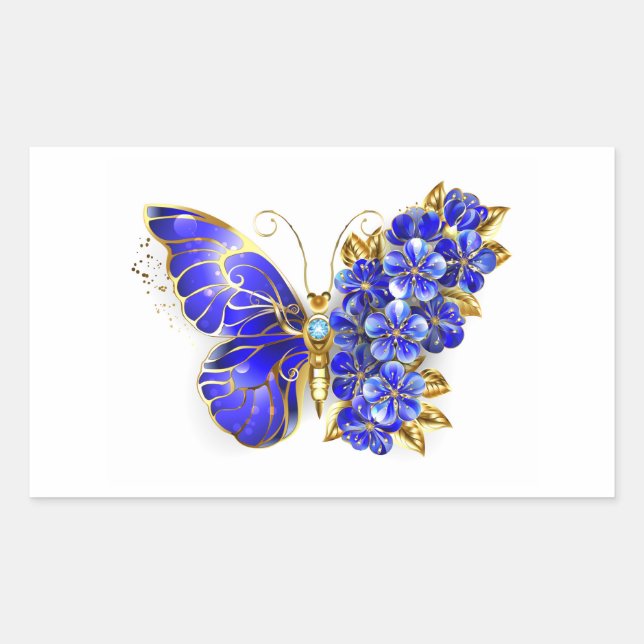 Flower Sapphire Butterfly Sticker (Front)