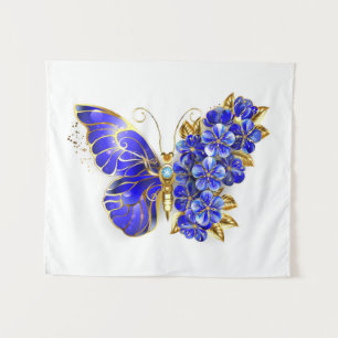 Flower Sapphire Butterfly Tapestry