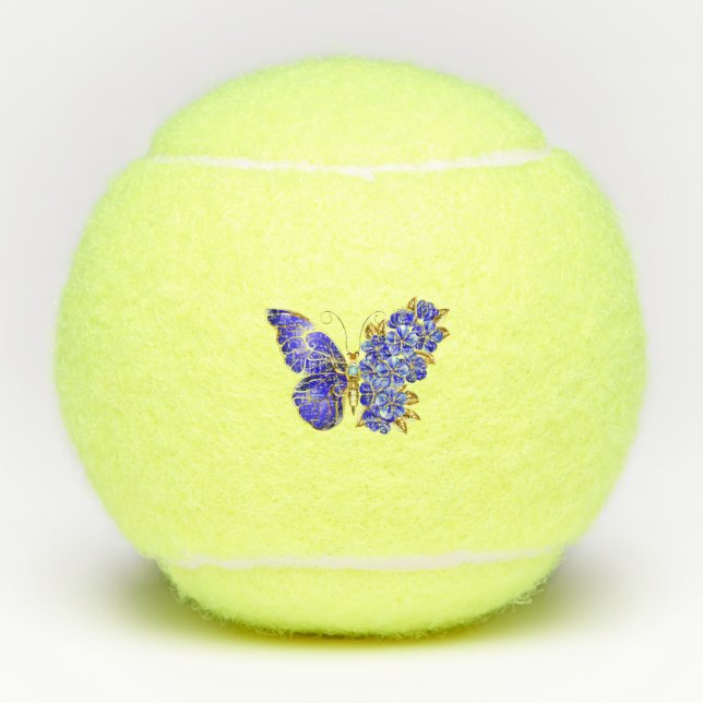 Flower Sapphire Butterfly Tennis Balls (Front)