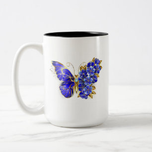 Flower Sapphire Butterfly Two-Tone Coffee Mug