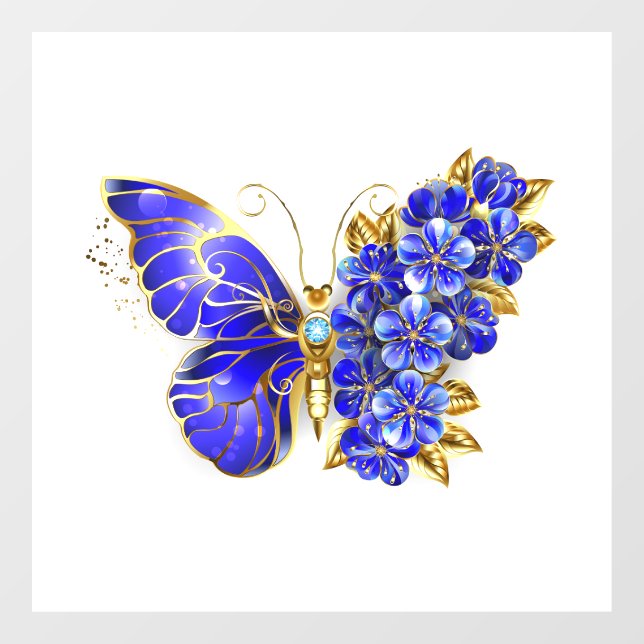 Flower Sapphire Butterfly Window Cling (Sheet)