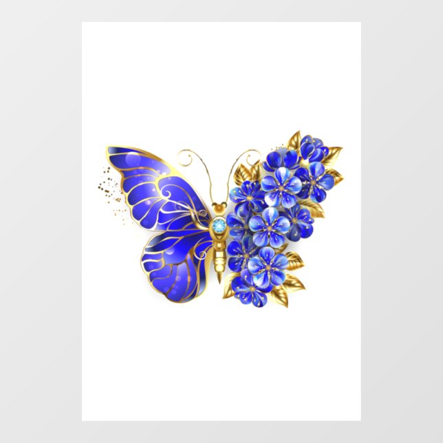 Flower Sapphire Butterfly Window Cling (Sheet)
