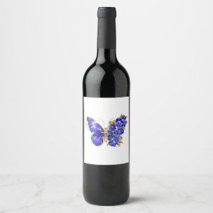 Flower Sapphire Butterfly Wine Label